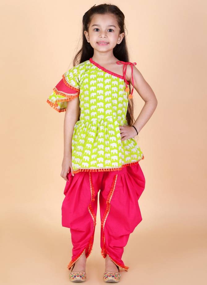KID1 Mira Frilly Festive Wear Sleeves Peplum Wholesale Top with Dhoti Girls Collection